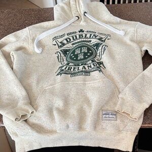 URBAN IRISH DUBLIN IRELAND CREAM GREEN HOODIE SWEATSHIRT-L-ST PATRICK’S DAY🍀